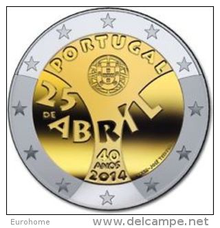 Portugal 2014    2 Euro Commemo   40 Jaar  Revolutie 25 Abril.      UNC Uit De Rol  UNC Du Rouleaux  !! - Portugal