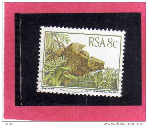 SUD SOUTH AFRICA RSA AFRIQUE 1982 Prehistoric Animals (Karoo Fossils). Bradysaurus ANIMALI PREISTORICI CENT.8 USATO USED - Nuovi