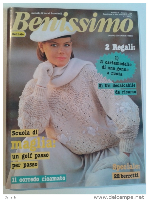 Lib297 Benissimo Rivista Femminile Attualità Moda Cucito Maglia Uncinetto Ricamo Ricette Tavola Decalcabile Vintage 1984 - Mode