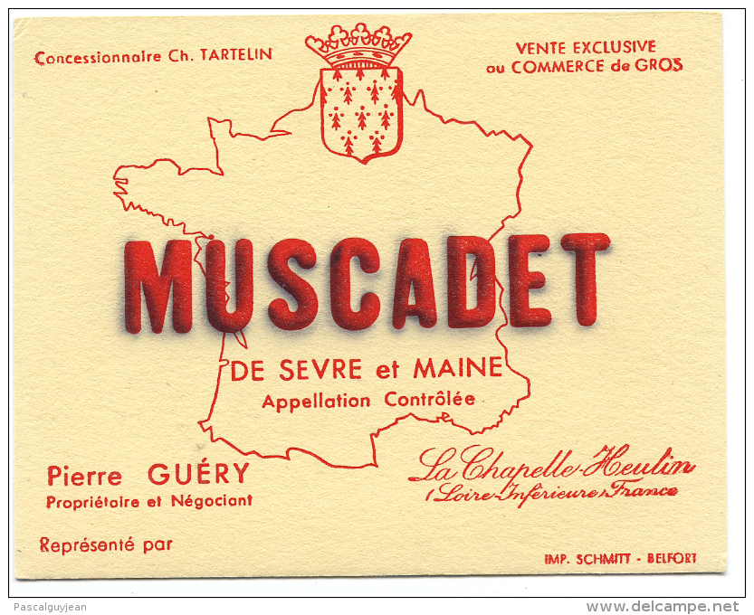 BUVARD MUSCADET SEVRE ET MAINE - PIERRE GUERY - LA CHAPELLE HEUTIN - Drank & Bier