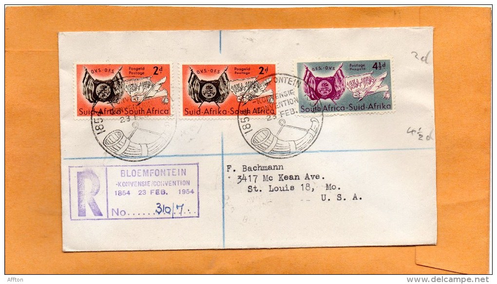 South Africa 1954 Registered Cover Mailed To USA - Briefe U. Dokumente