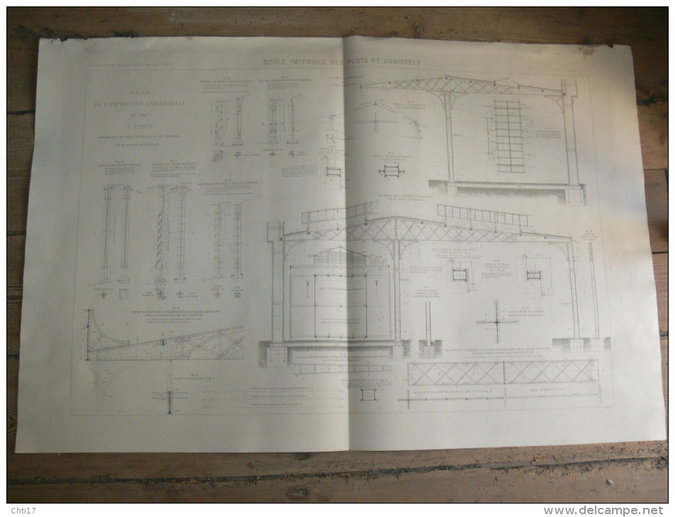 Architecture - PARIS GALERIE DES MATIERES PREMIERES EN ALUMINIUM 1875  METIER ARCHITECTE DESSIN ECOLE IMPERIALE PONTS ET CHAUSSEES