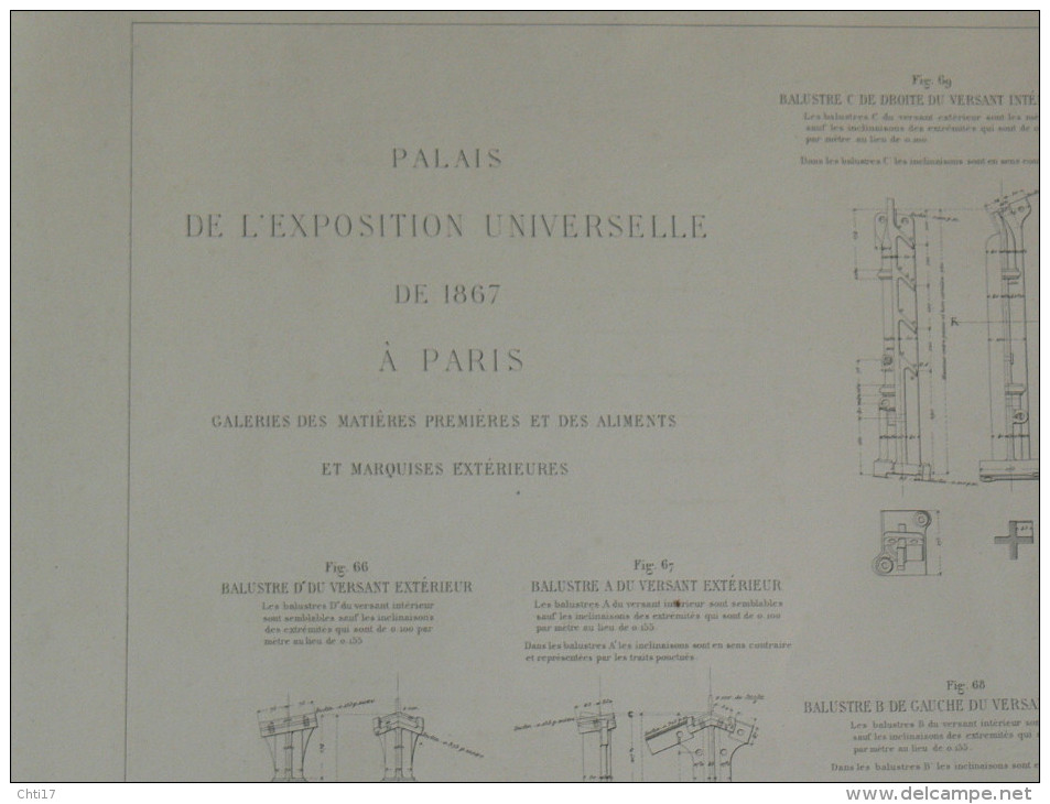 PARIS GALERIE DES MATIERES PREMIERES EN ALUMINIUM 1875 METIER ARCHITECTE DESSIN ECOLE IMPERIALE PONTS ET CHAUSSEES - Architecture