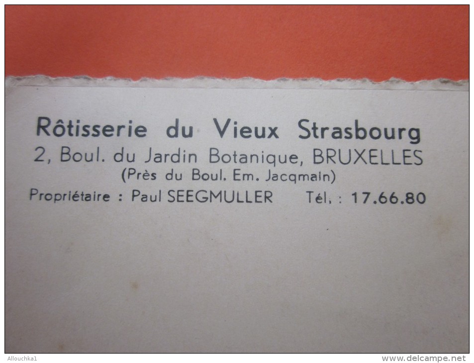 CPA >publicitaire localisée ROTISSERIE du Vieux STRASBOURG boulevard du jardin botanique à Bruxelles Belgique>Seegmuller