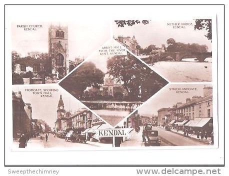 RP Kendal  Multiview Old Postcard Of Kendal  Cumbria Lake District  Area Used 1933 - Kendal