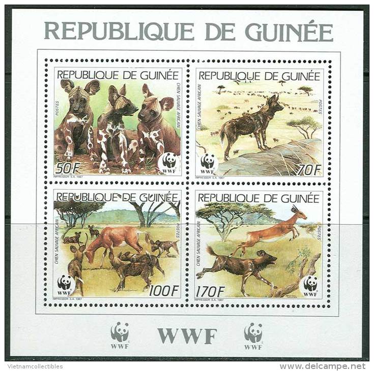 (WWF-058) W.W.F. Guinea African Wild Dog / Animal MNH Souvenir Sheet 1987 - Unused Stamps