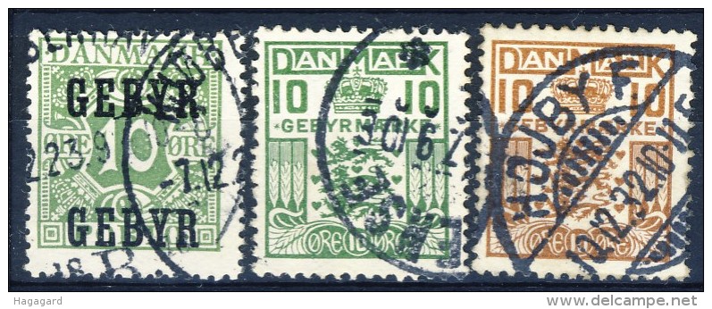 ##K161. Denmark 1923-30. GEBYR. Michel 14-16. Used(o) - Postage Due