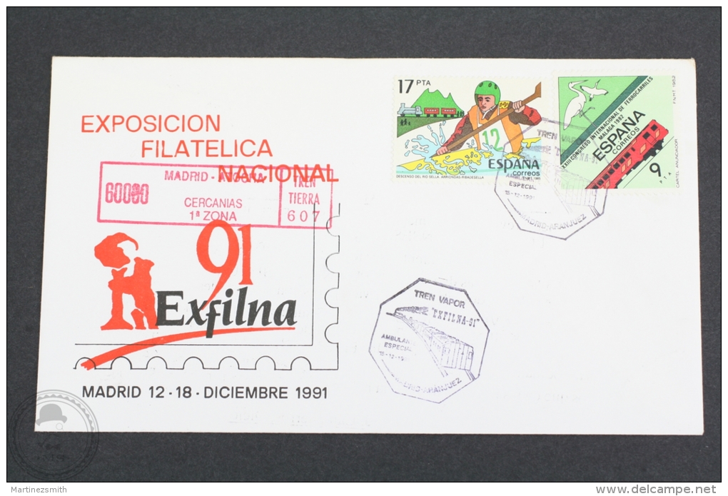 Train/ Railway Topic Cover - Spain Steam Locomotive/ Train - Exfilna 1991 Philatelic Exhibition - Trains