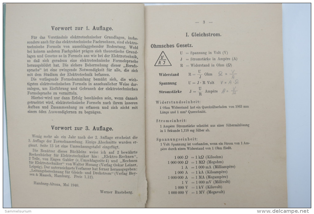 Werner Rusteberg "Elektrotechnische Formeln", Von 1940 - Techniek