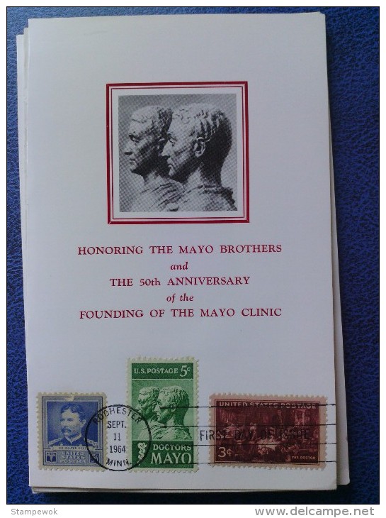 1964 USA Souvenir Folder FDC (Combo) Scott # 1251 Brothers Mayo (Medical Pioneers)(Medicine) - 1961-1970