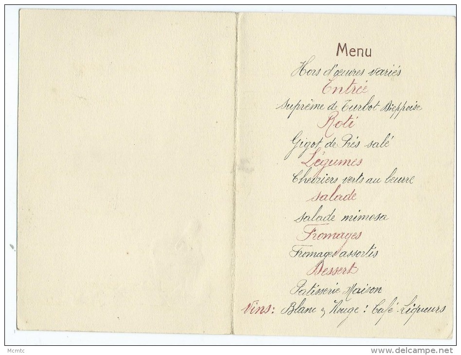 Menu - Assemblée Générale Des Poilus D´Orient Section De Senlis - 5 Juin 1932 - Menus