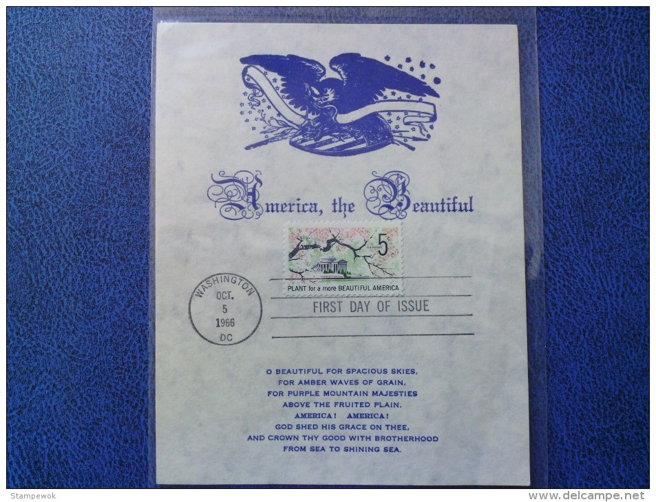 1966 USA Souvenir Leaf FDC Scott # 1318 Beautification Of America - 1961-1970