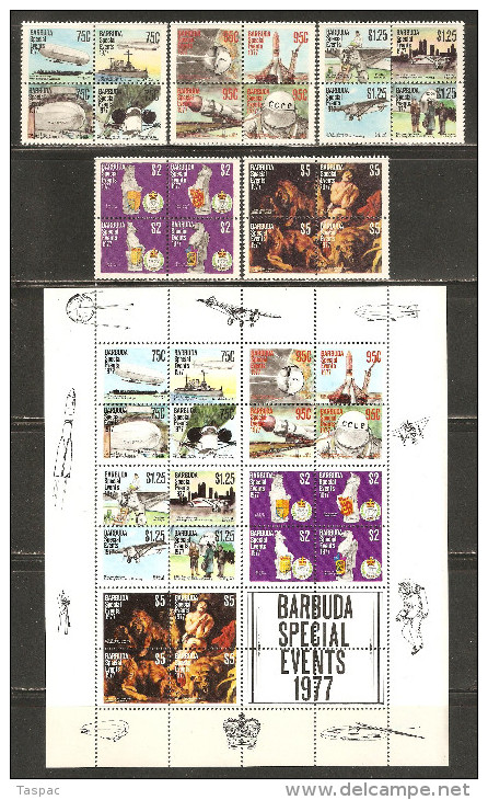 Barbuda 1977 Mi# 352-371, Block 29 ** MNH - Anniversaries: Airships / Space / Queen Elizabeth II / Rubens - Barbuda (...-1981)