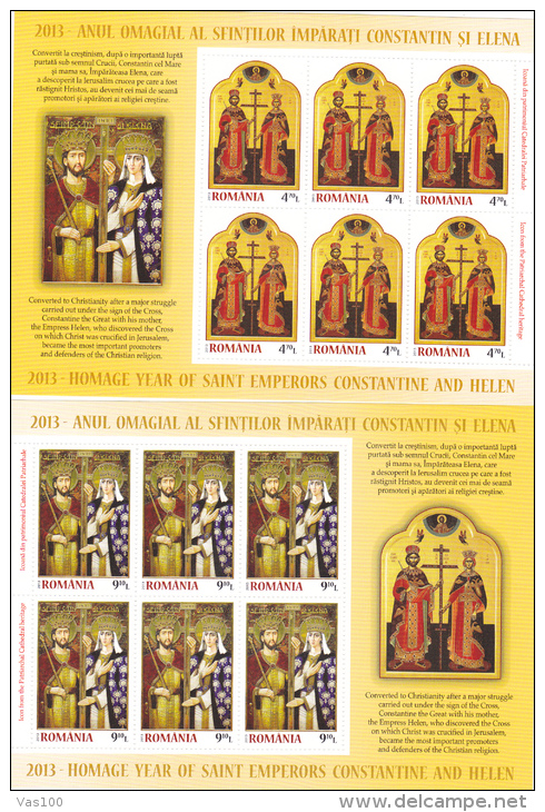 ROMANIA 2013 HOMAGE YEAR OF SAINT EMPERORS CONSTANTINE AND HELEN,MINISHEET ,** MNH - Feuilles Complètes Et Multiples