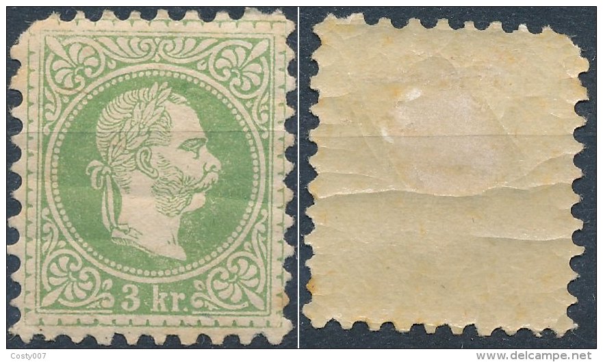 Austria 1867 Franz Jopseph 3Kr K 9 1/2 Mi. 36IIA MH AM.289 - Ungebraucht