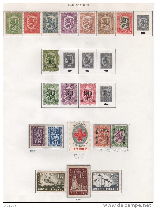 FINLAND 1917-29 SCOTT 83-107,127-138,144-150,15 2, 111-7,119,123-5,141-2,153 -7, B1 USED VALUE U.S. $56.10 - Usati