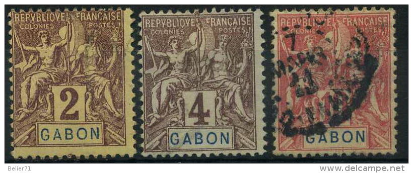 France, Gabon : N° 17 à 19 Oblitéré Année 1904 - Usati