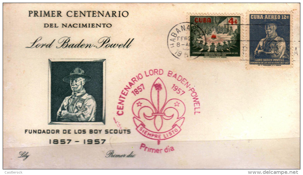 RG)1957 CARIBE, CAMPFIRE-SCOUTS-COAT OF SCOUTS, LORD BADEN-POWEL FIRTS BIRTH CENTENARY, FDC, XF - Ungebraucht