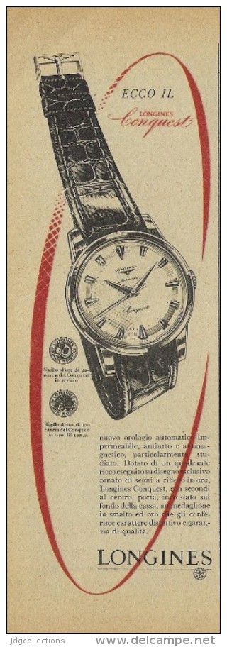 # LONGINES SAINT-IMIER SUISSE HORLOGERIE 1950s Italy Advert Publicitè Reklame Orologio Montre Uhr Reloj Relojo Watch - Werbeuhren