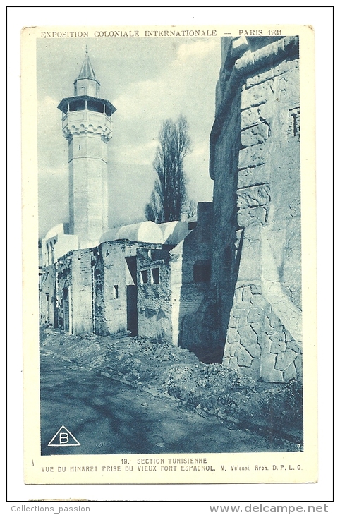 Cp, 75, Paris, Expostion Coloniale Internationale - 1931 - Section Tunisienne, Vue Du Minaret, écrite - Expositions