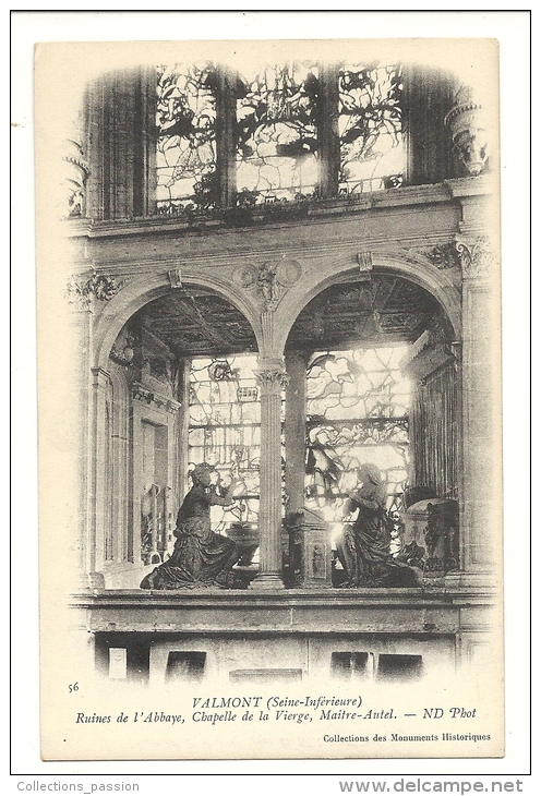 Cp, 76, Valmont, Ruines De L'Abbaye, Chapelle De La Vierge, Maître Autel - Valmont