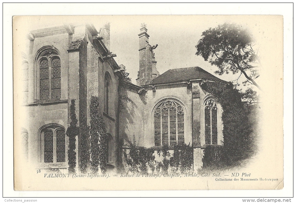 Cp, 76, Valmont, Ruines De L'Abbaye, Chapelle, Abside, Côté Sud - Valmont