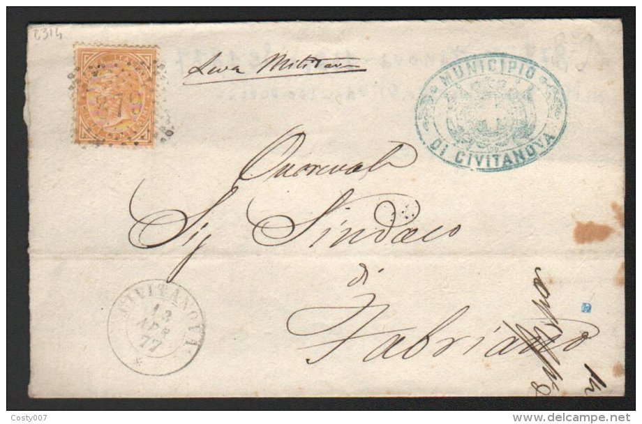 Italy 1877 Postal History Rare Cover Civitanova To Fabriano D.749 - Ganzsachen