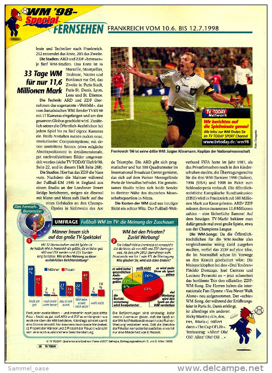 TV  Today  Zeitschrift  -  6.6. 1998  -  Mit : John Goodman Interview  -  Die 16. Fussball WM In Frankreich - Film & TV