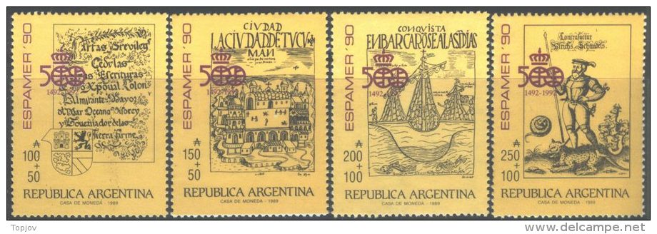 ARGENTINA   -  HISTORY Of COLUMBUS - EXHIBITION STAMPS  ESPAMER - PAINTING -  **MNH - 1989 - Cristóbal Colón