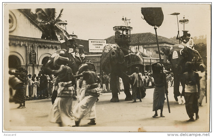 India Real Photo Elephant Procession - Sri Lanka (Ceylon)