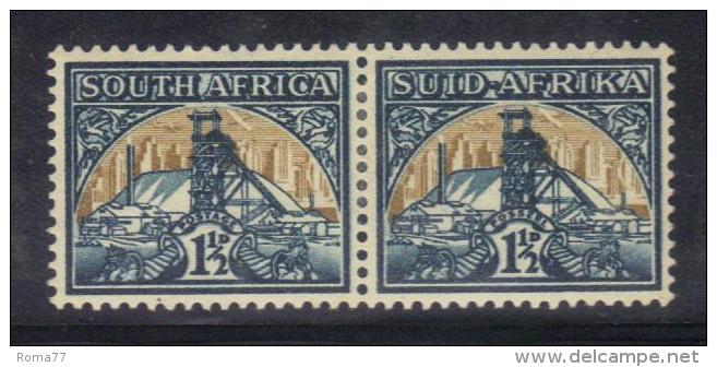 W1177 - SUD AFRICA , Miniera D'oro Il 1 1/2 D In Coppia Bilingue Orizzontale  Mint - Unused Stamps