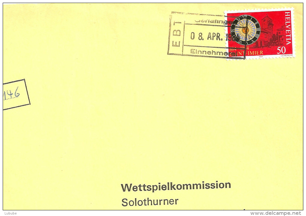 Brief  Gerlafingen - Solothurn  (Bahnstempel)         1984 - Bahnwesen