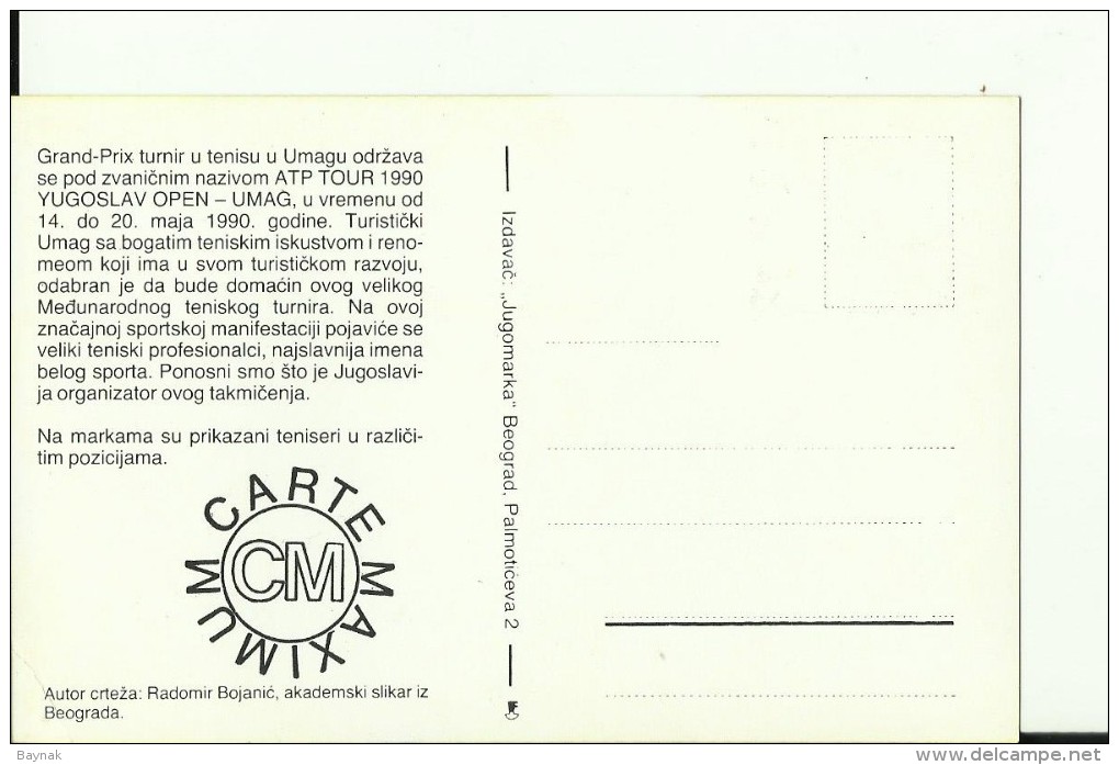 TENNIS  --  ATP TOUR UMAG, CROATIA  ---  1990  --  CARTE MAXIMUM - Yugoslavia