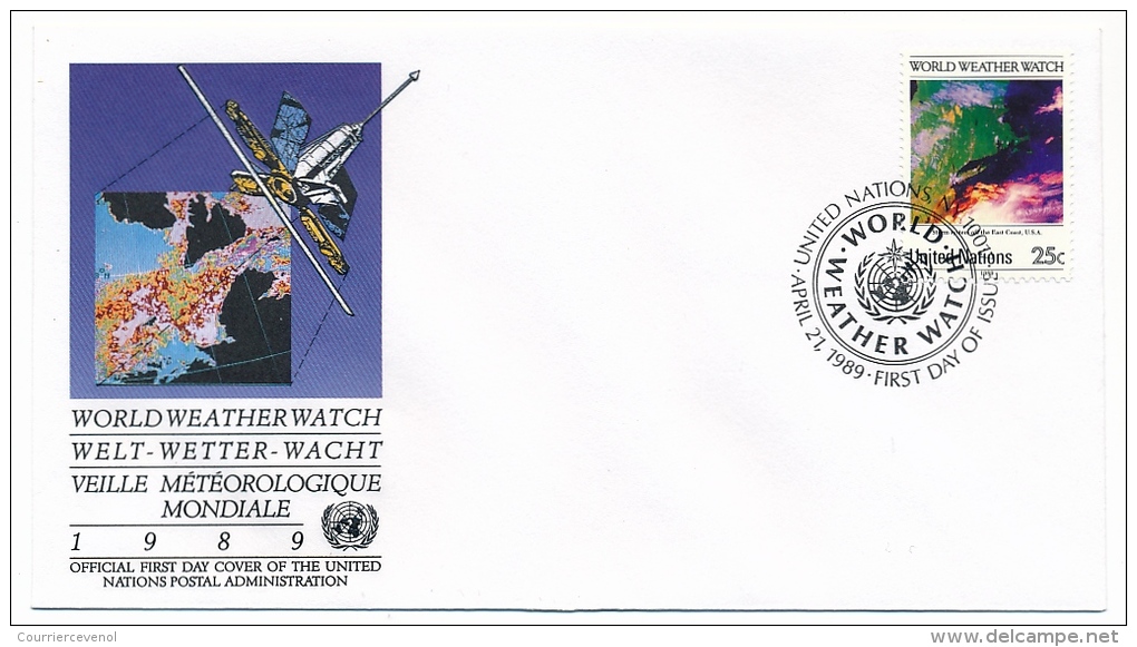 NATIONS UNIES ONU - 9 enveloppes FDC - World Weather Watch - Veille Météorologique Mondiale