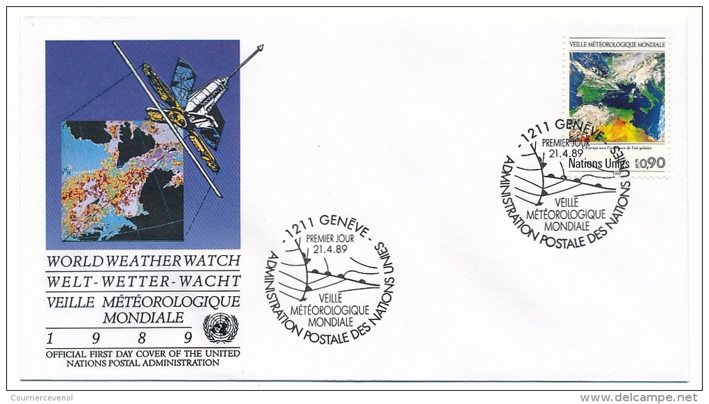 NATIONS UNIES ONU - 9 enveloppes FDC - World Weather Watch - Veille Météorologique Mondiale