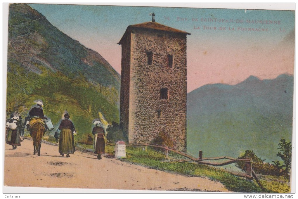 Cpa,savoie,prés De Saint Jean De Maurienne,la Tour De La Fournache,soeurs De Sortie Et Retour Des Courses,rare - Saint Jean De Maurienne