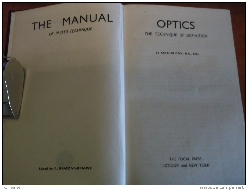 1943 OPTICS Manual Photography ARTHUR COX Practical Guide CHARLES WOOLF Photographie - 1900-1949