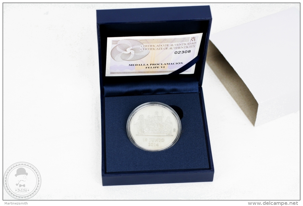 Official Spanish Silver Medal - Proclamation Of The King Felipe VI Of Spain 19 June 2014 - Boxed - Adel