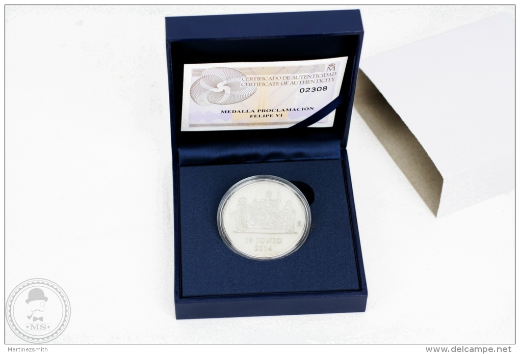 Official Spanish Silver Medal - Proclamation Of The King Felipe VI Of Spain 19 June 2014 - Boxed - Monarquía/ Nobleza