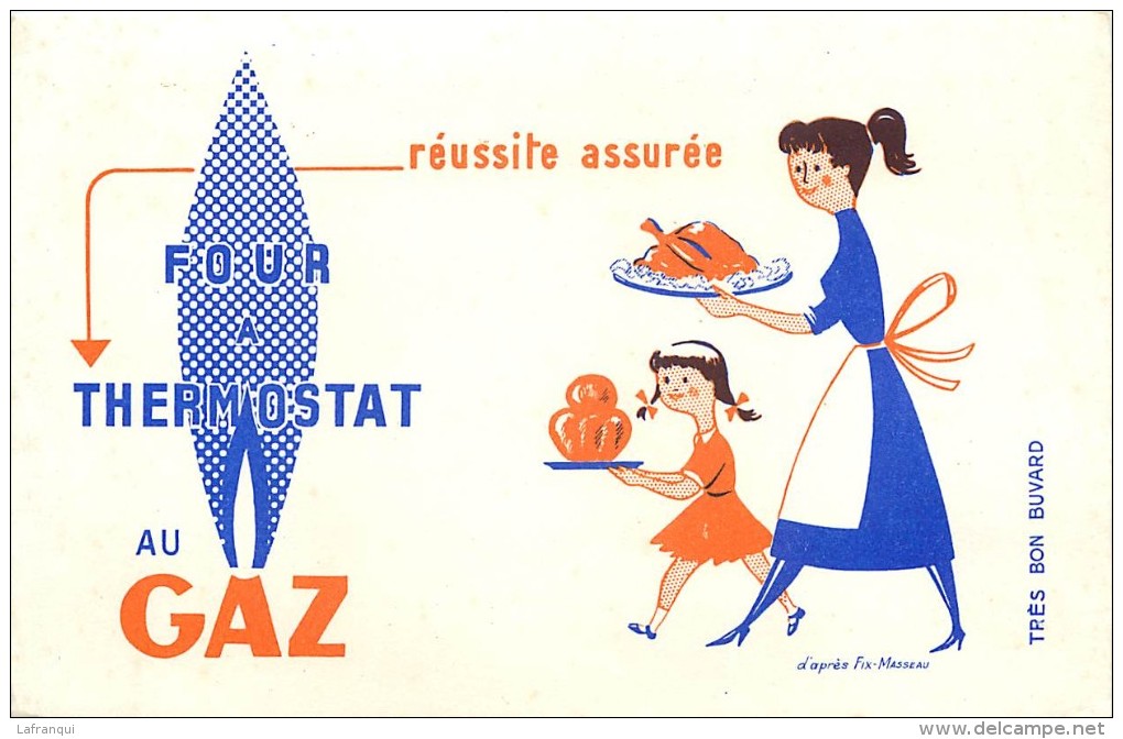 Ref  241- Buvard - Gaz - Four A Thermostat Au Gaz D Apres Dessin De Fix Masseau  - Buvard Bon Etat  - - G