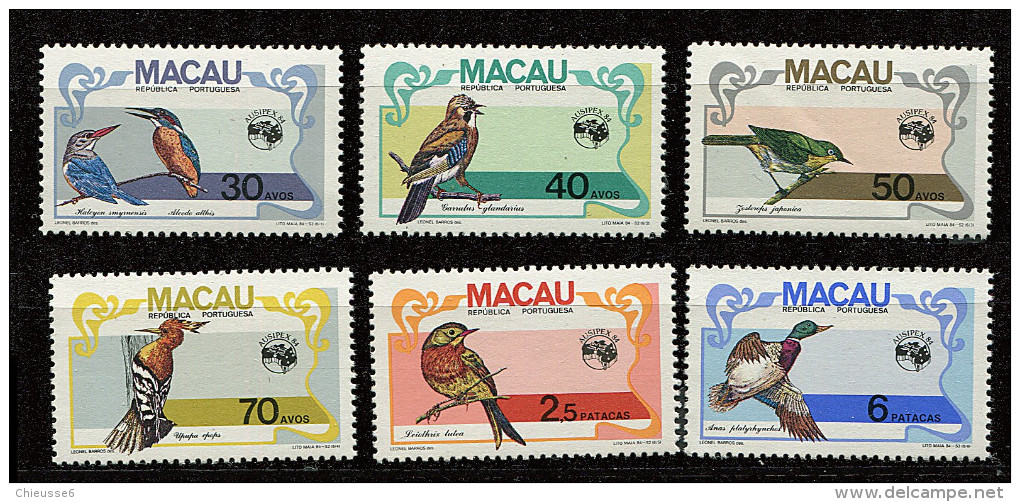 Macao** N° 495 à 500 - "Ausipex 84" Expo Philat. Oiseaux - Neufs