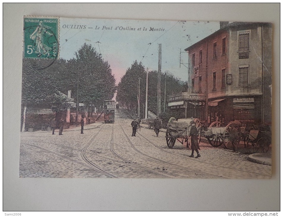 CPA 69 OULLINS PONT D'OULLINS ET LA MONTÉE TRAMWAY CHARRETTES - Oullins