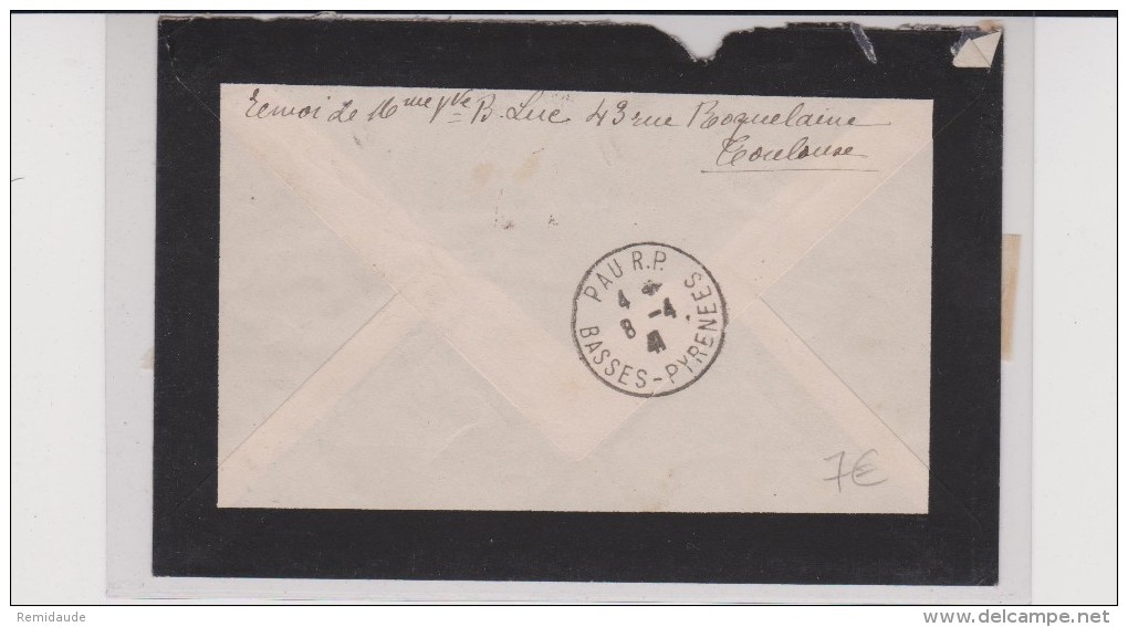 1941 - PAIX SURCHARGES Sur ENVELOPPE RECOMMANDÉE De TOULOUSE - 1932-39 Peace