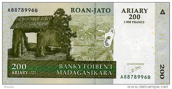 Madagascar 200 Francs 2004 Pick 87 UNC - Madagascar