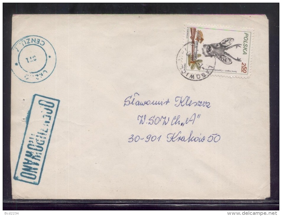 POLAND 1982 LETTER LASOWICE TO KRAKOW OCENZUROWANO CENSORED GREEN CACHETS CENSOR STATION 371 - Cartas & Documentos