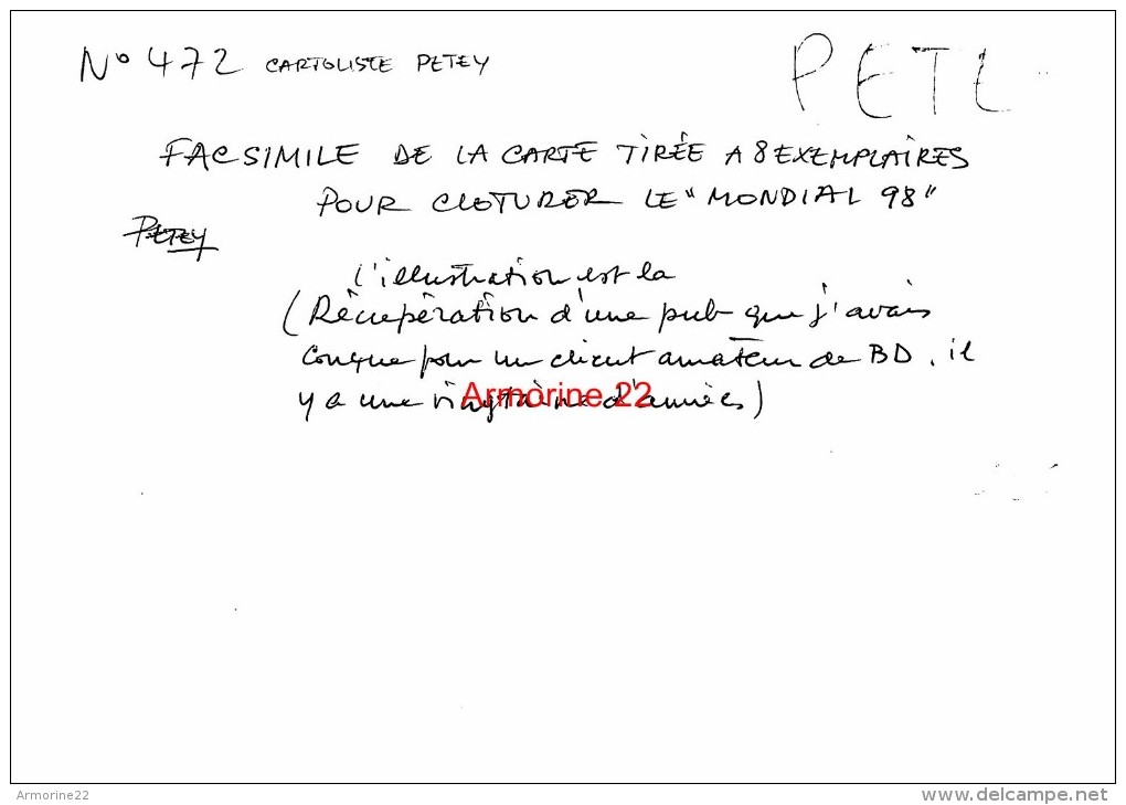 CPM De PETEY  Attention C Est Un Facsimile De La Carte Qui Sera Tiré A 8 Exemplaires  ècrite Par Perey - Petey