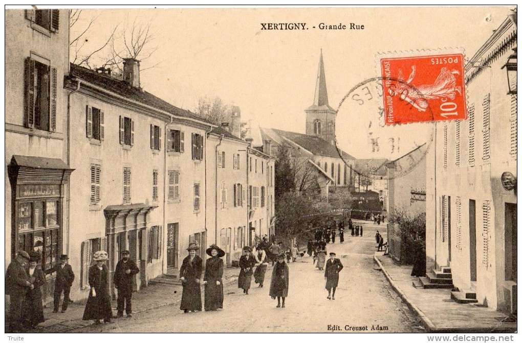 XERTIGNY GRANDE RUE TRES ANIMEE COMMERCES 1914 - Xertigny