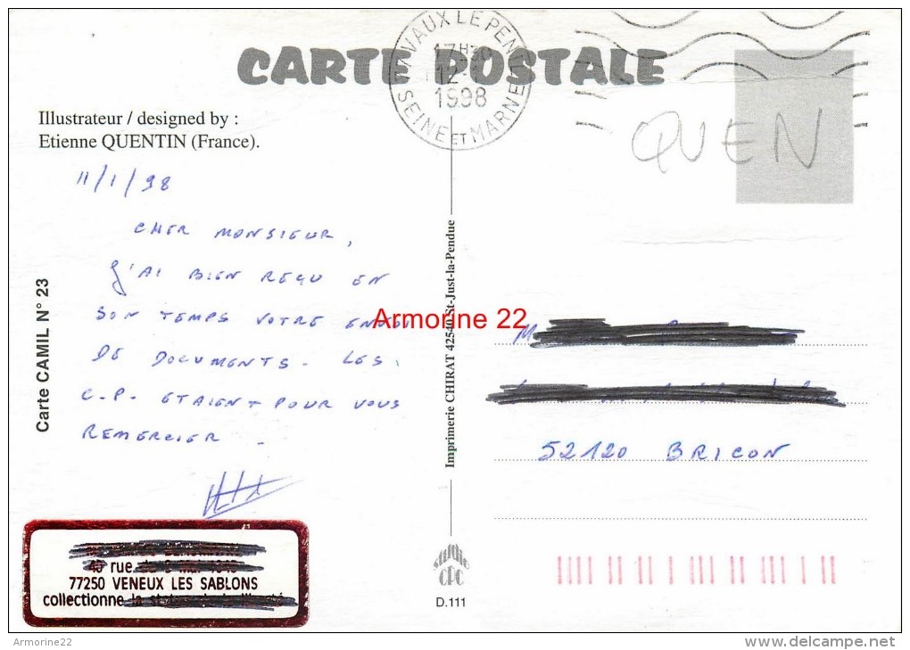 CPM   De Etienne QUENTIN Carte Camil N° 23 - Quentin