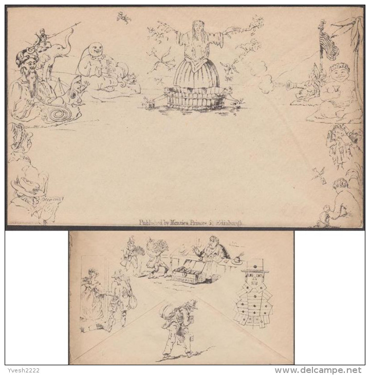 GB 1861. Caricature De Mulready, Menzies. Opium (drogue), éléphant, Doigts Fourchus, Canards, Pigeon - Drogue