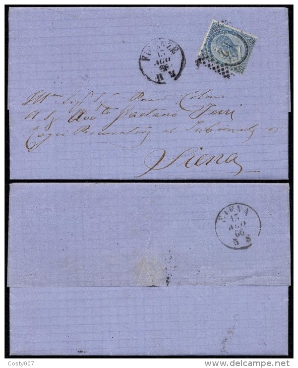 Italy 1866 Postal History Rare Cover + Content Firenze To Siena D.807 - Interi Postali